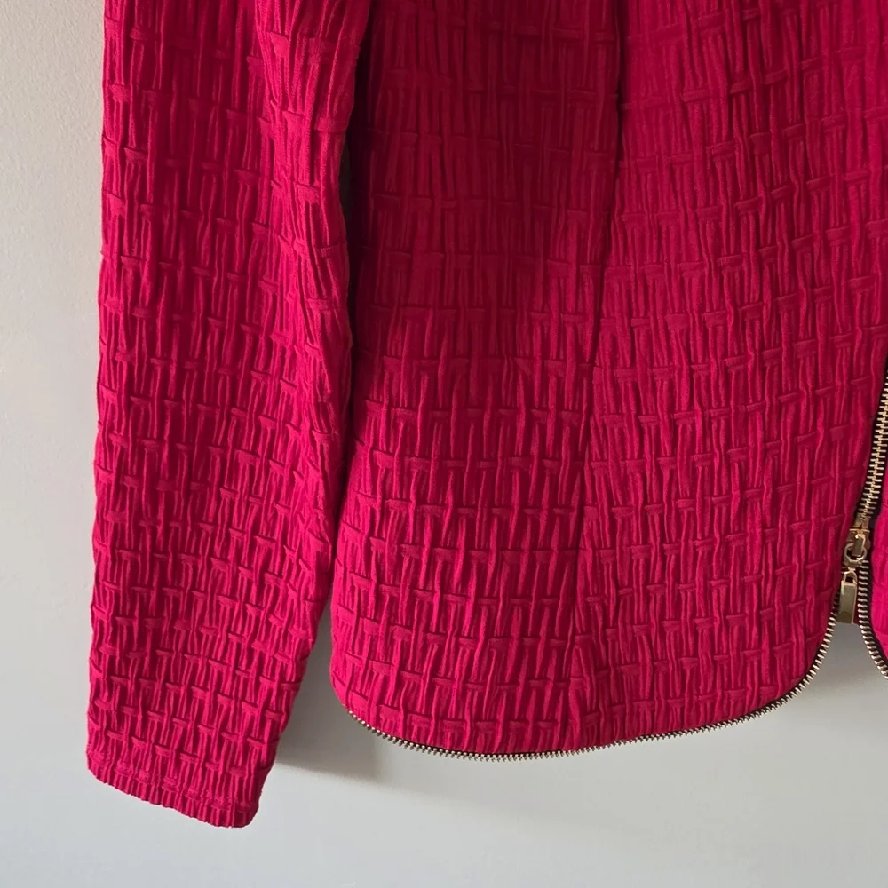 Frank Lyman Design 10 Modern Contemporary Textured Exposed Zipper  Knit Jacket - Picture 9 of 13